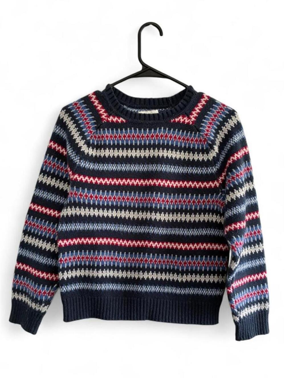 Free Assembly Multi-Color Geometric Knit Winter Sweater